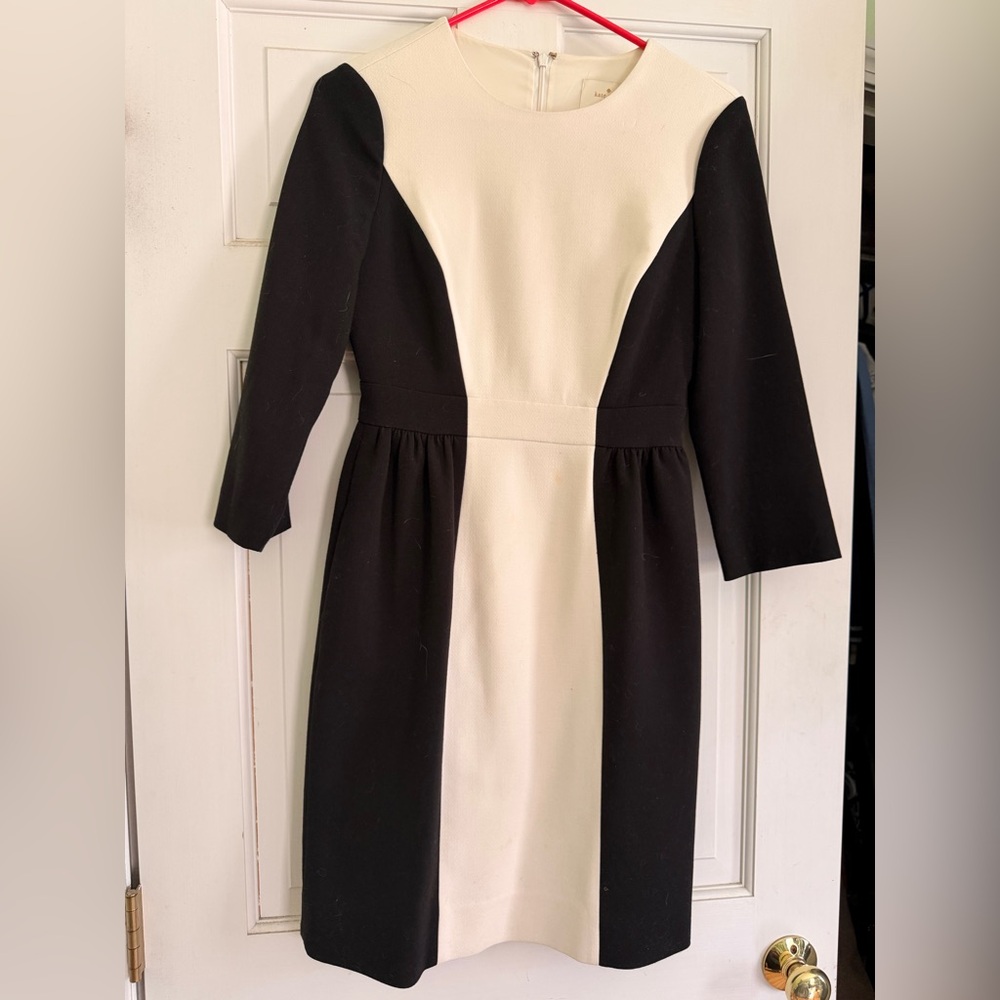 Kate Spade Black and Cream Long Sleeve Dress